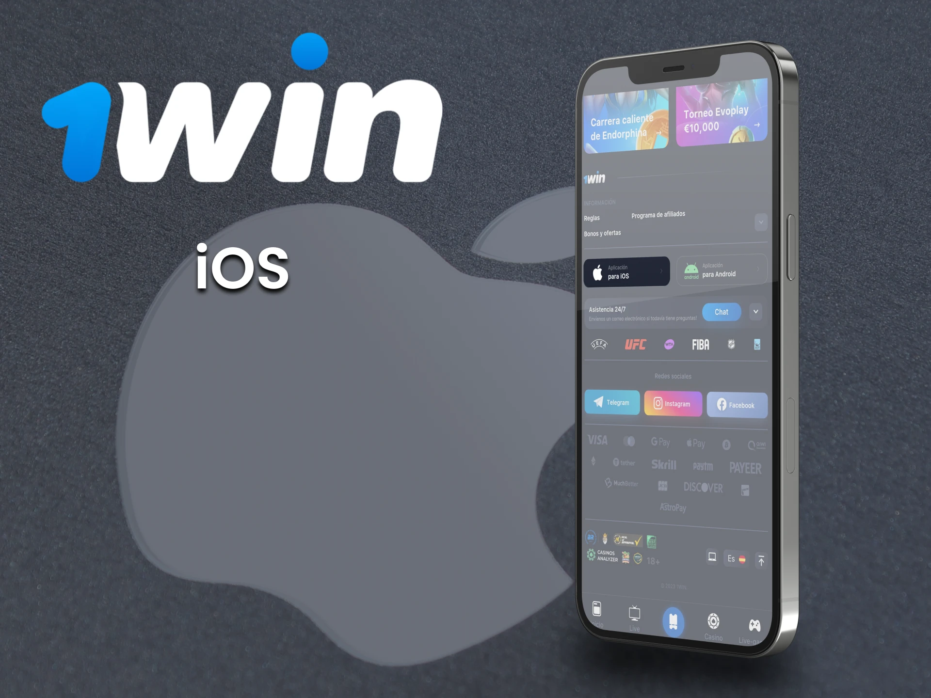 Descargue la aplicación 1win para su dispositivo iOS.