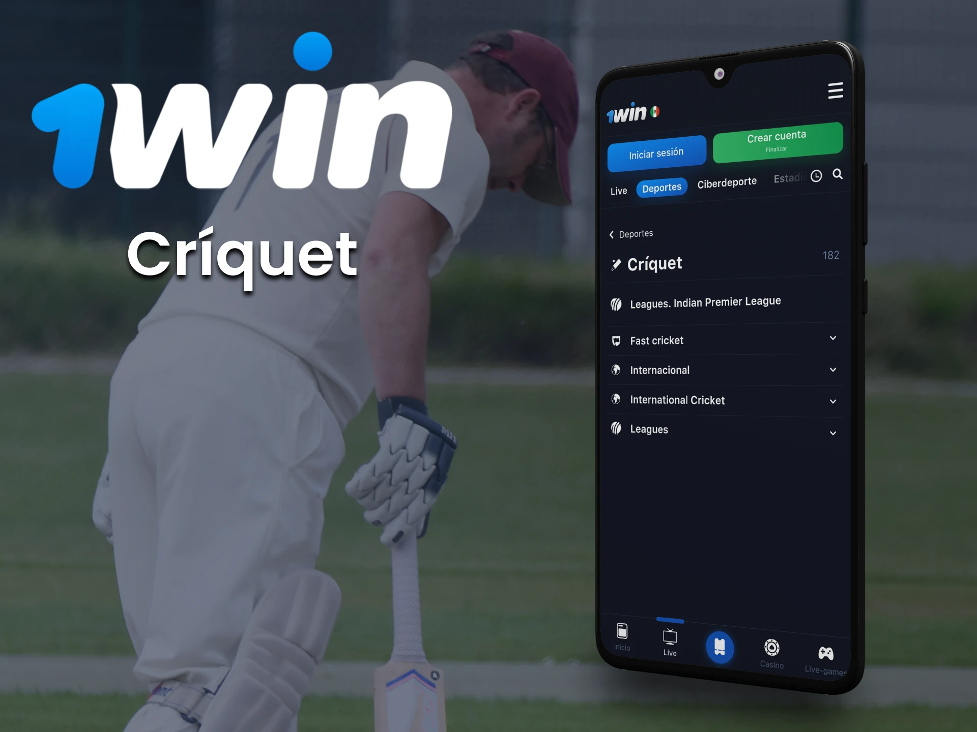 Haz tus apuestas de críquet con la 1win app en México.
