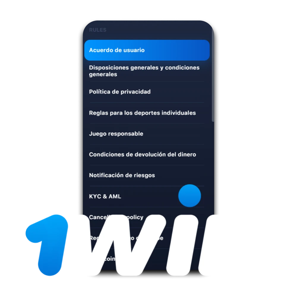 Aprenda las reglas para usar el servicio 1win.