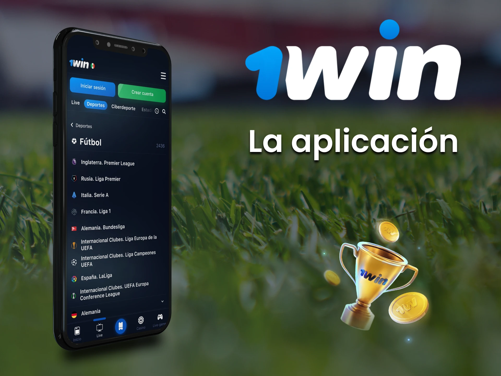 Usa tu smartphone para apostar en fútbol desde 1win.