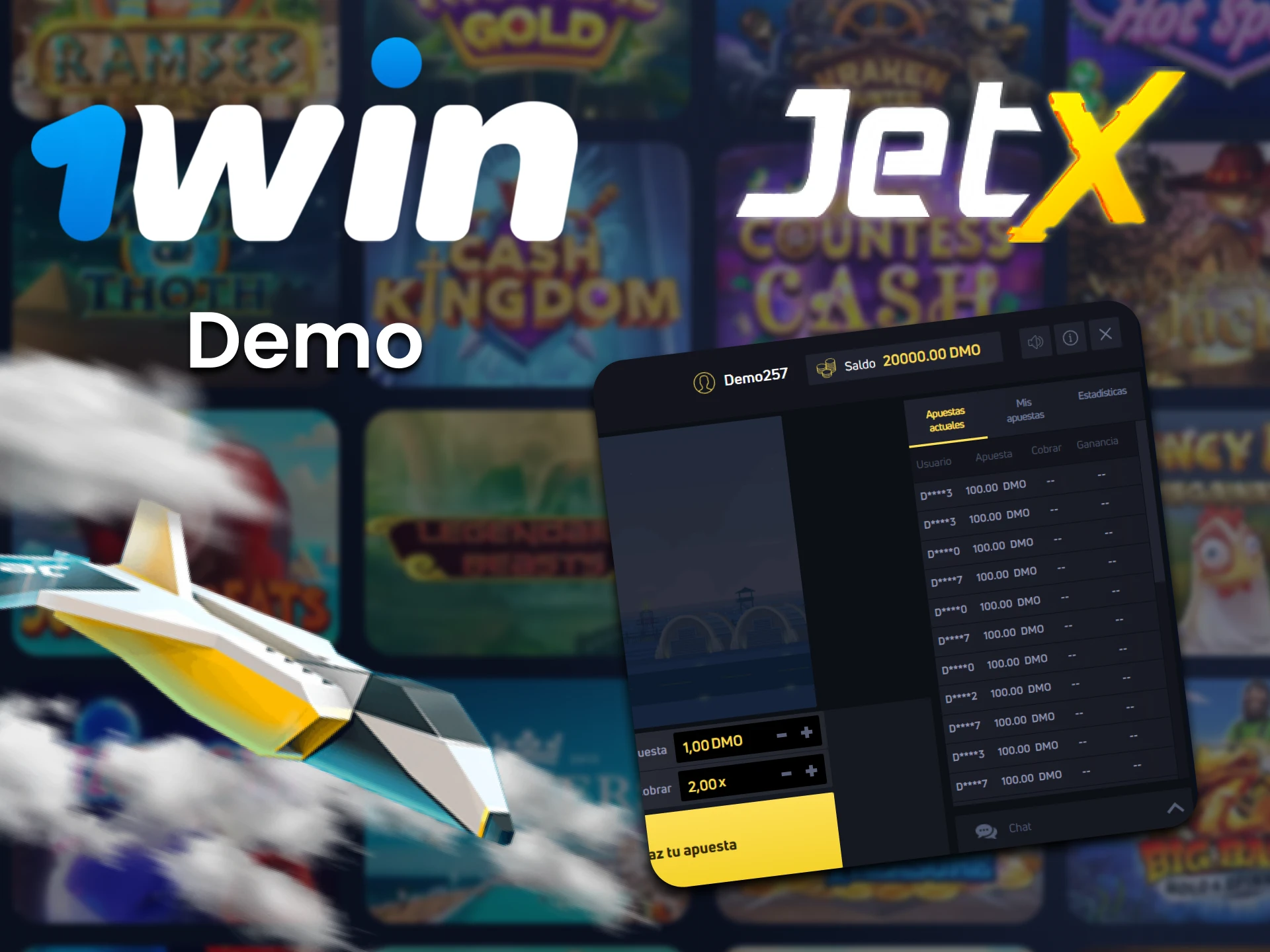 Entrena en la versión de demostración del juego JetX en 1win.