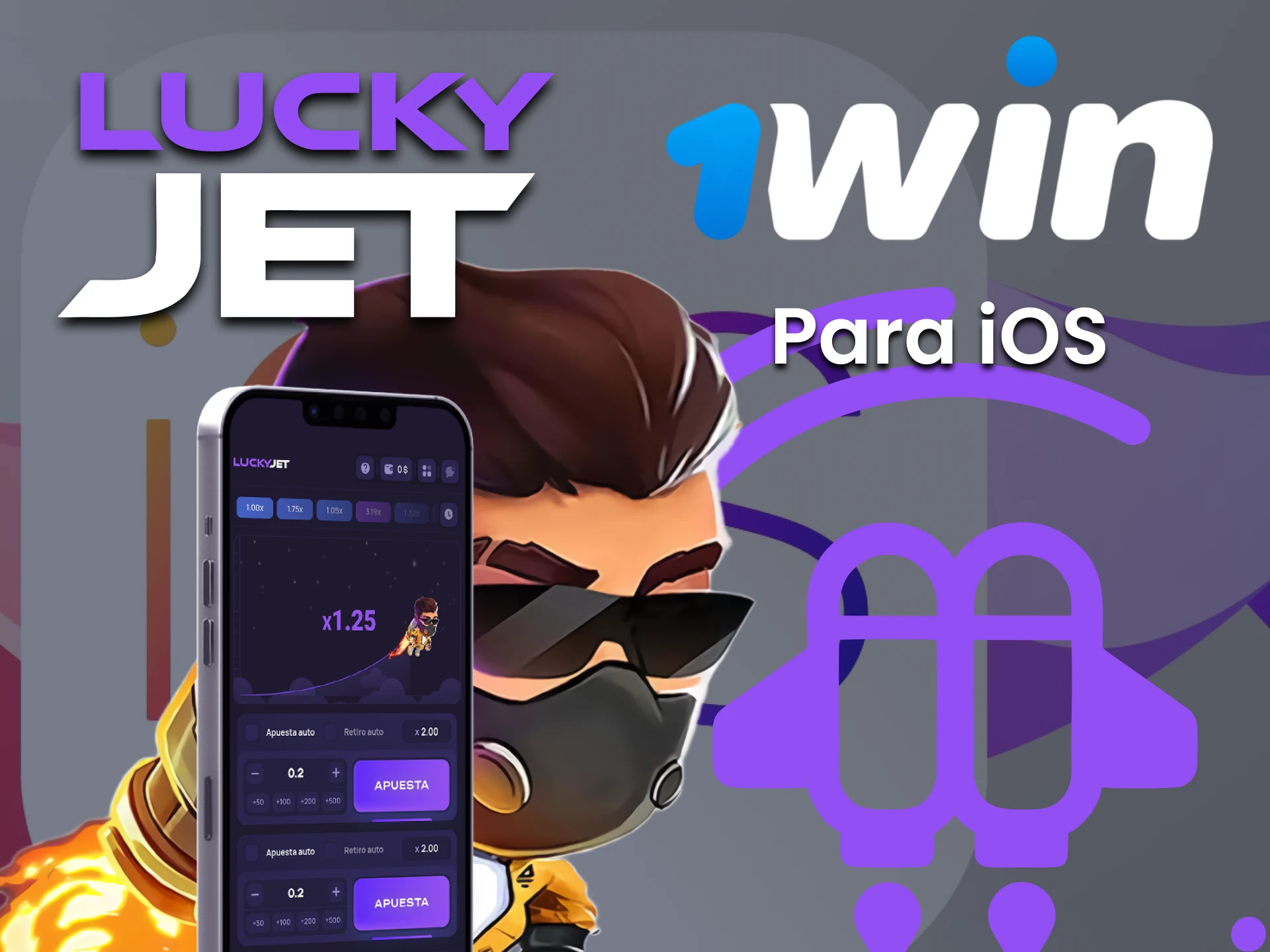 Juega Lucky Jet con la aplicación 1win para iOS.