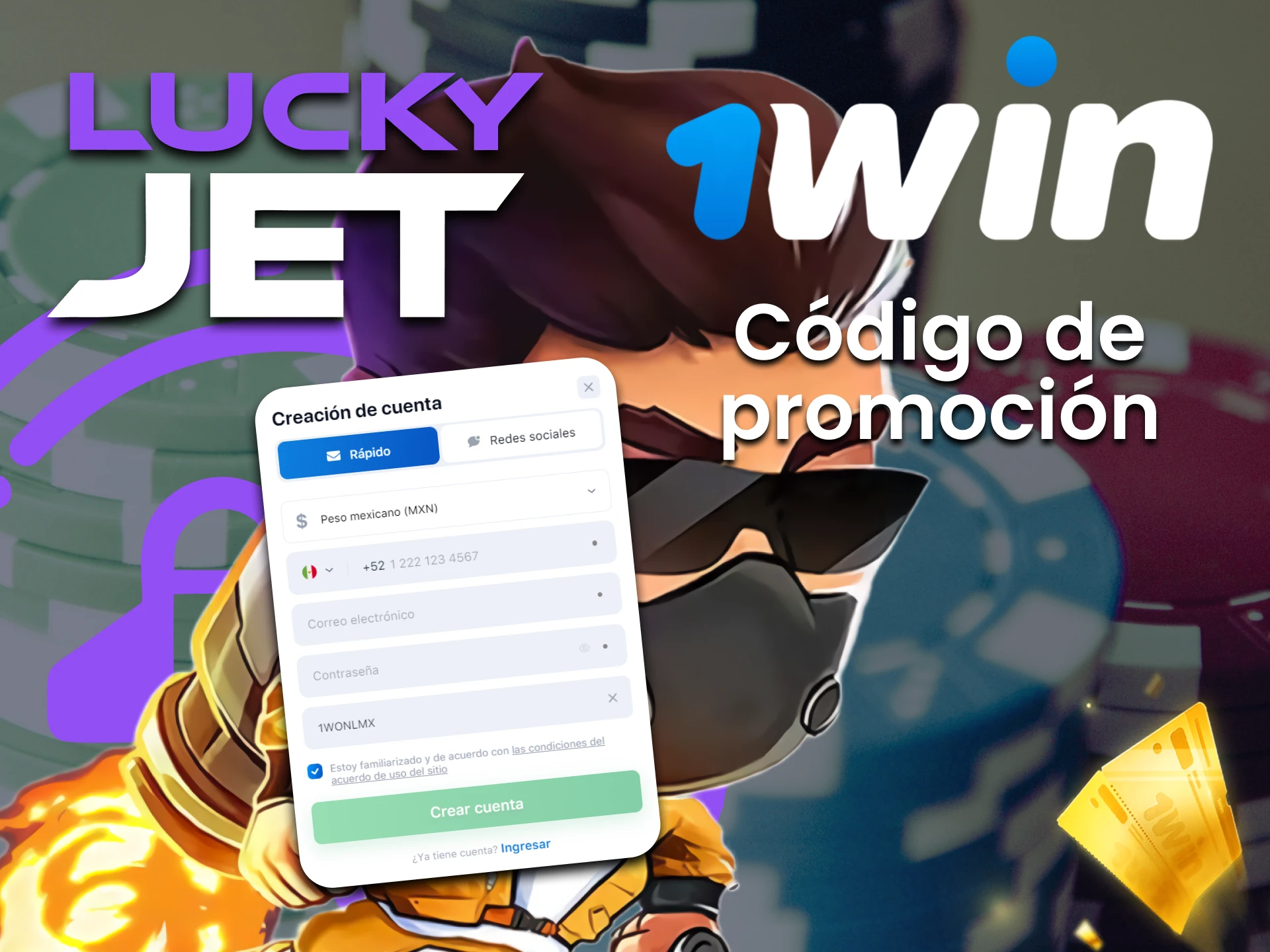 Ingrese el código de promoción para Lucky Jet de 1win.
