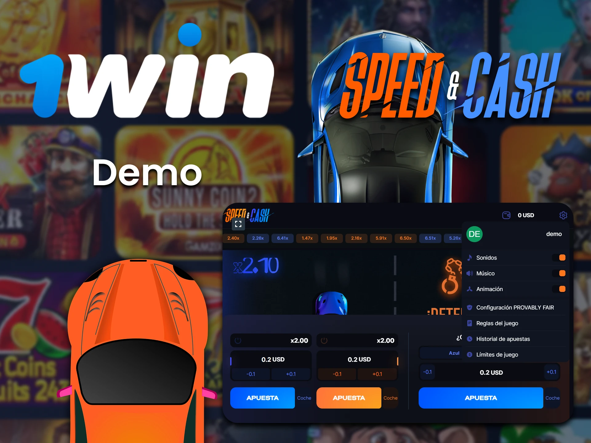Entrena en la versión demo del juego Speed ​​and Cash de 1win.