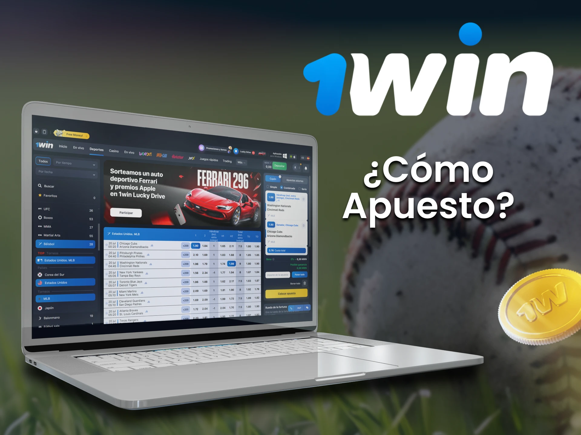 Vaya a la sección de deportes para realizar una apuesta en béisbol desde 1win.