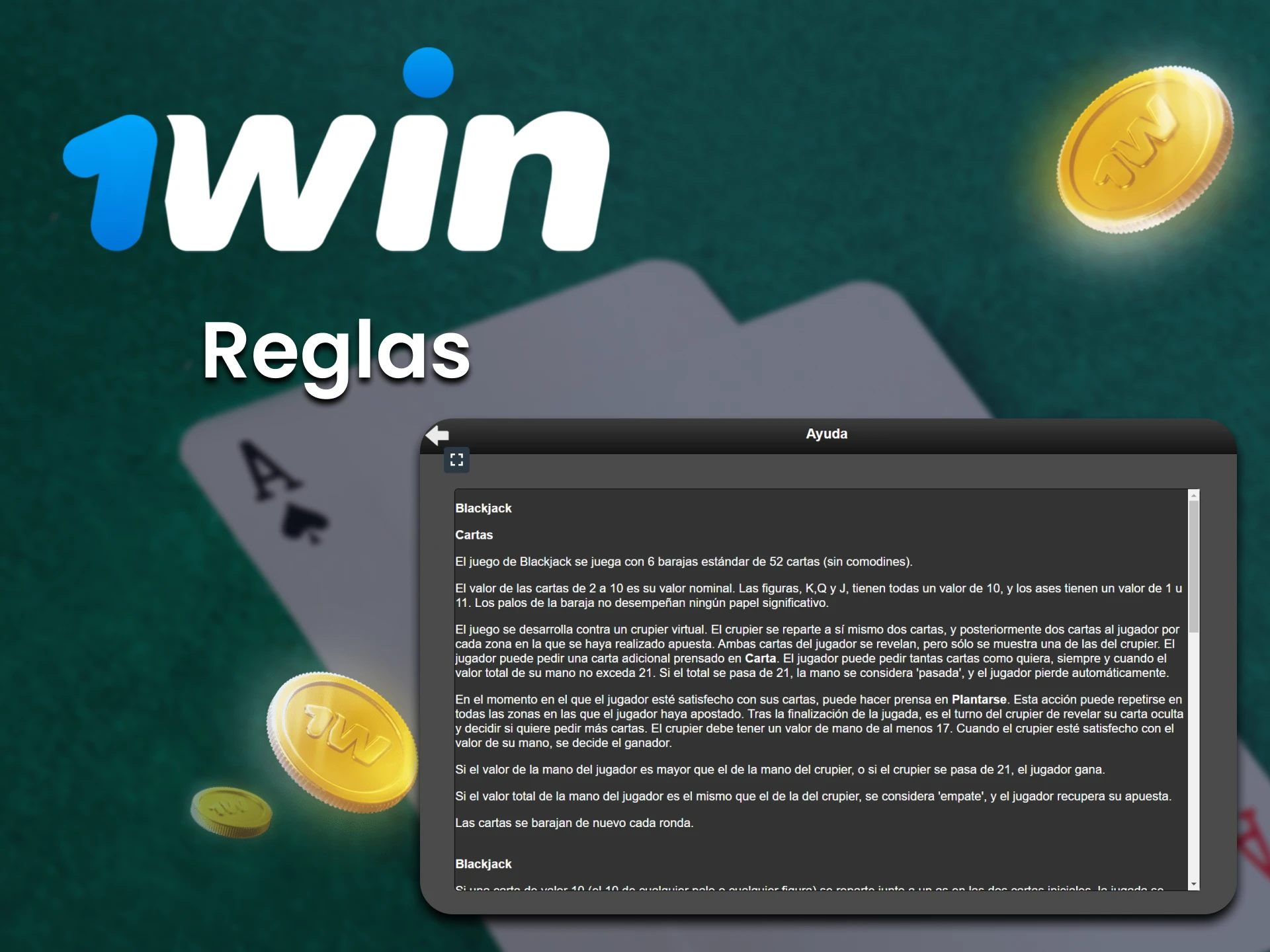 Reglas del Blackjack de 1Win.