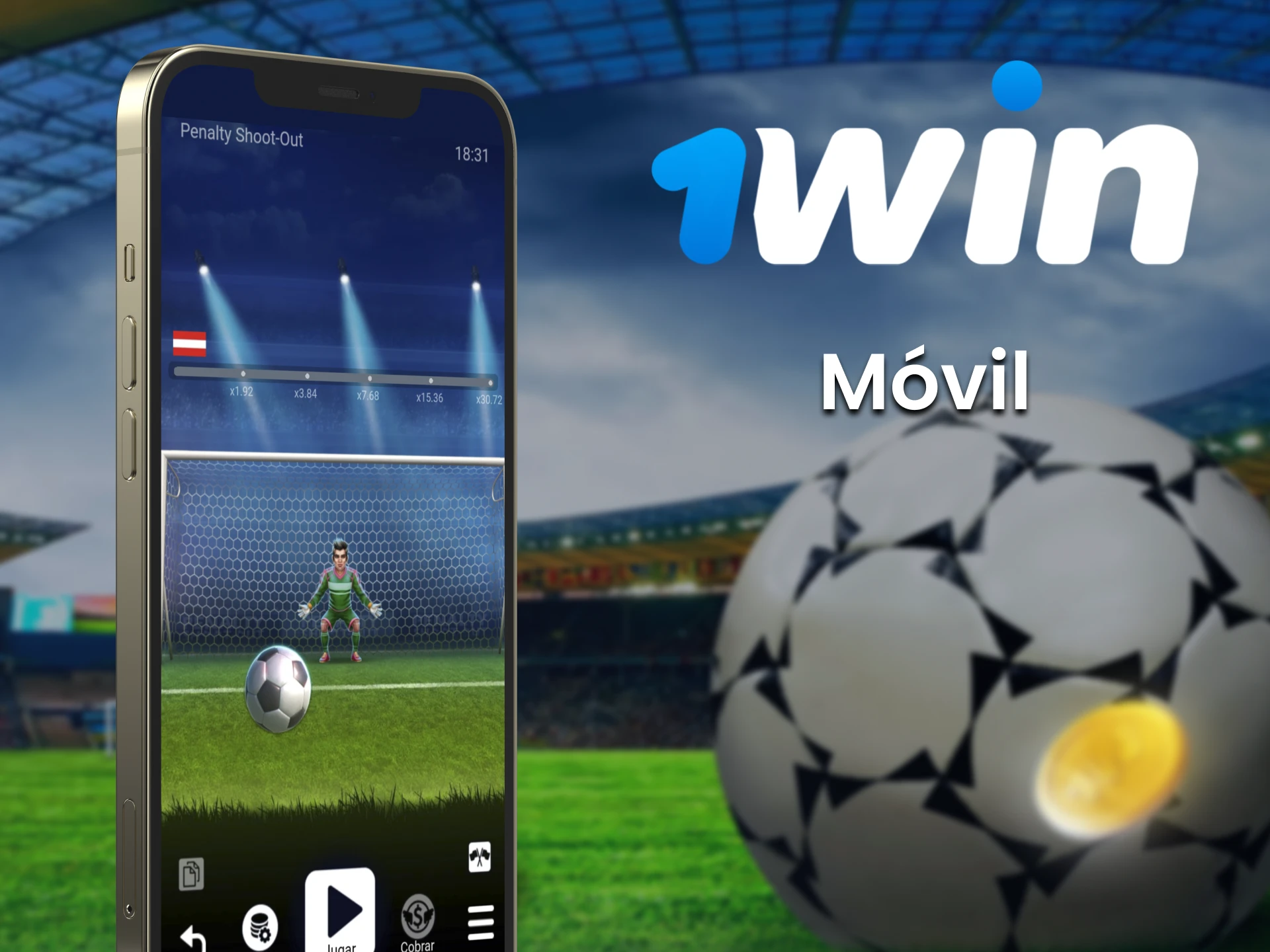 Penalty Shoot Out de 1win se puede jugar en tu teléfono.