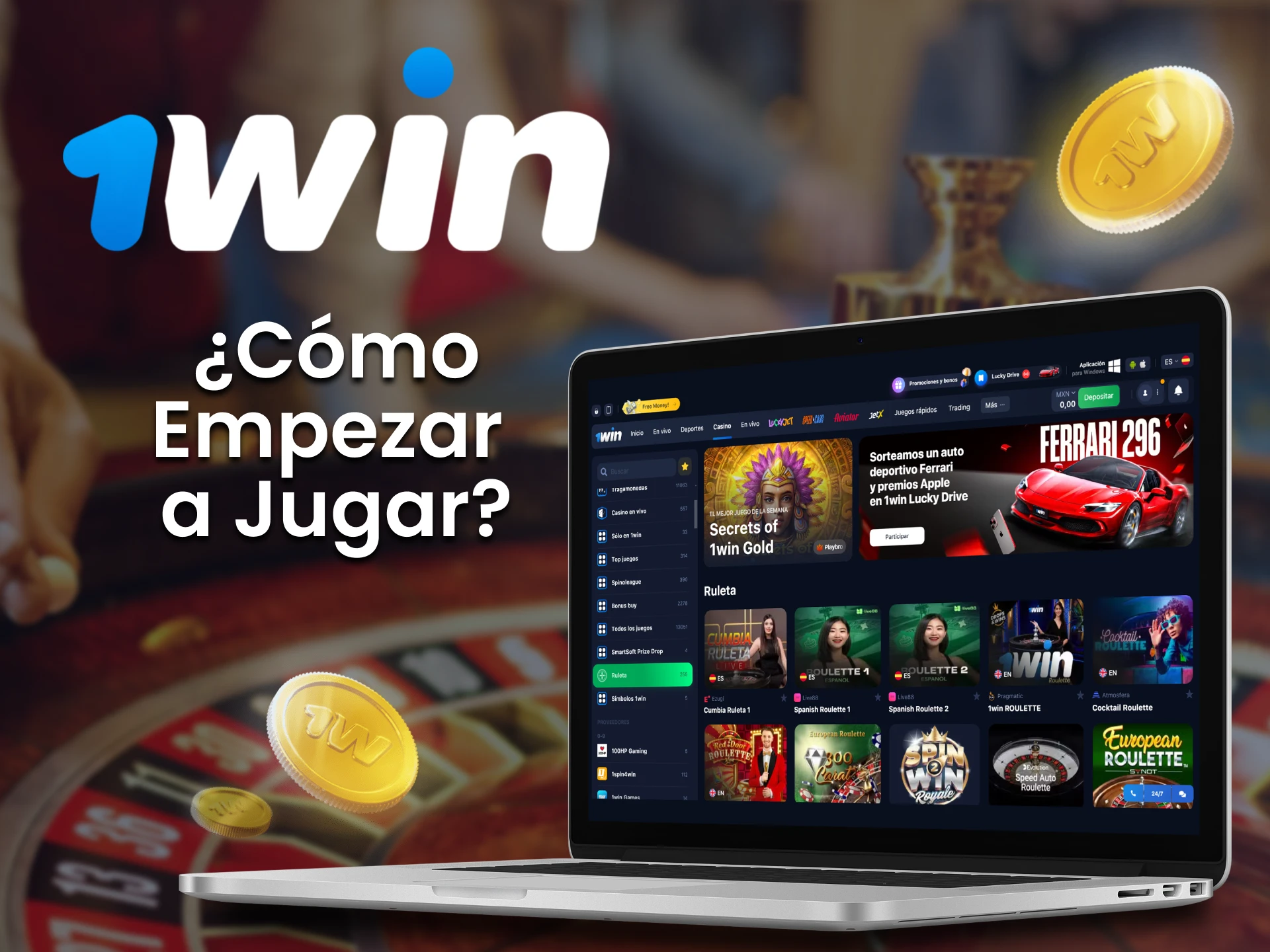 Los juegos de ruleta se encuentran en la sección de casino del sitio web de 1win.